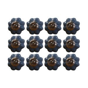 Handpainted Taj Hotel Flower Novelty Knob (Set of 12)