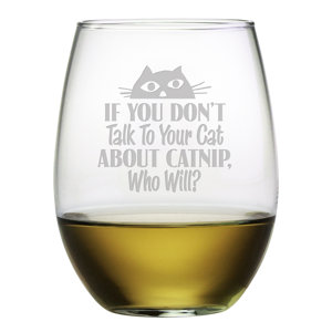Talk to Your Cat Stemless Wine Glass (Set of 4)