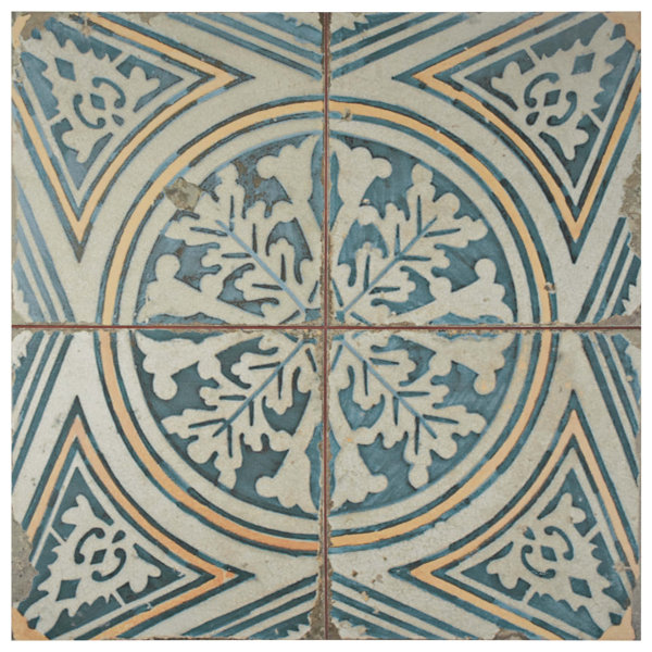 Royalty 17.63 x 17.63 Ceramic Field Tile in Blue/Yellow by EliteTile