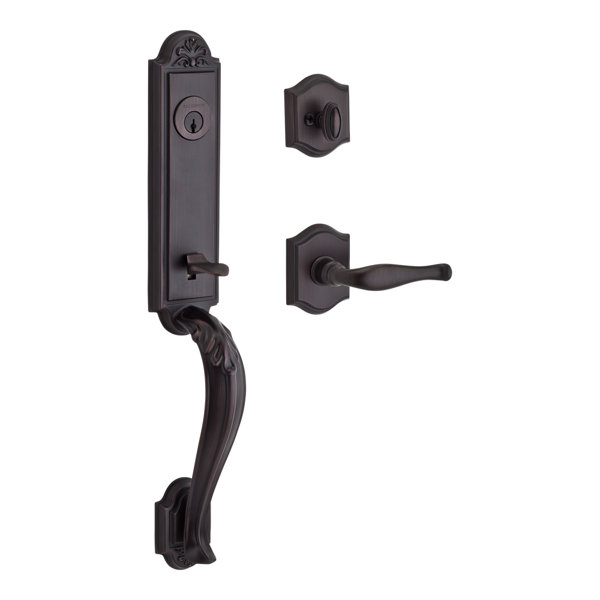 Elizabeth Single Cylinder Handleset with Traditional Arch Rose and Decorative Interior Lever by Baldwin