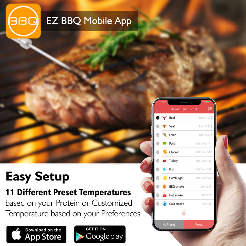 Serenelife Bluetooth Wireless Digital Meat Thermometer Wayfair