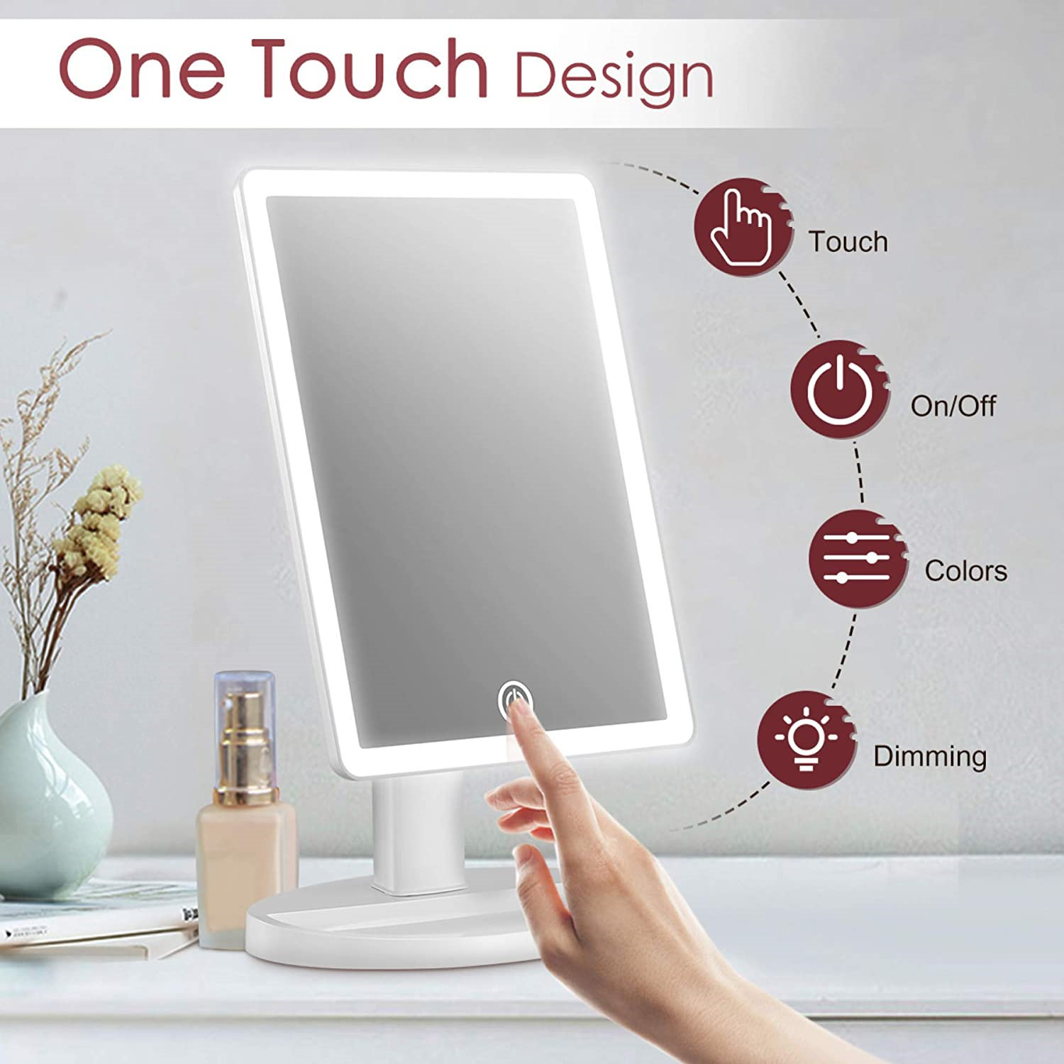 Extra large lighted makeup mirror