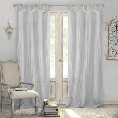 Hippolyte Solid Semi-Sheer Tab Top Single Curtain Panel Size per Panel: 52" W x 108" L, Curtain Color: Gray