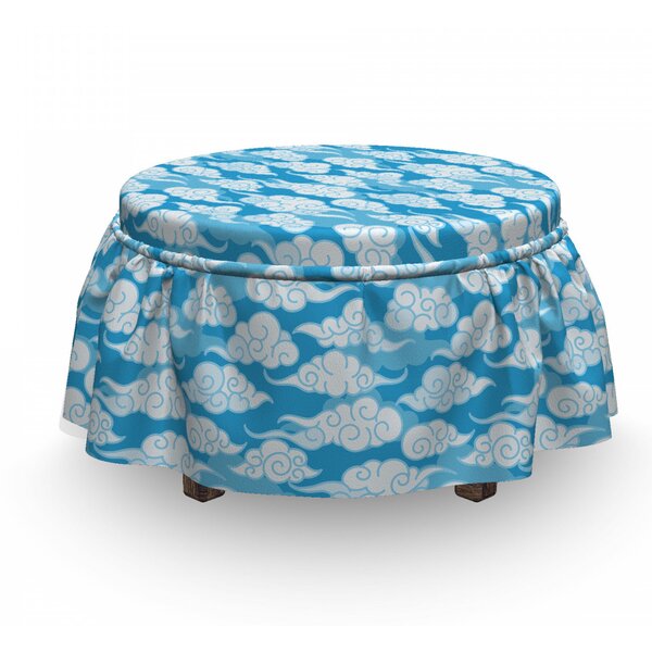 Japanese Cloud Motif Ottoman Slipcover (Set Of 2) By East Urban Home
