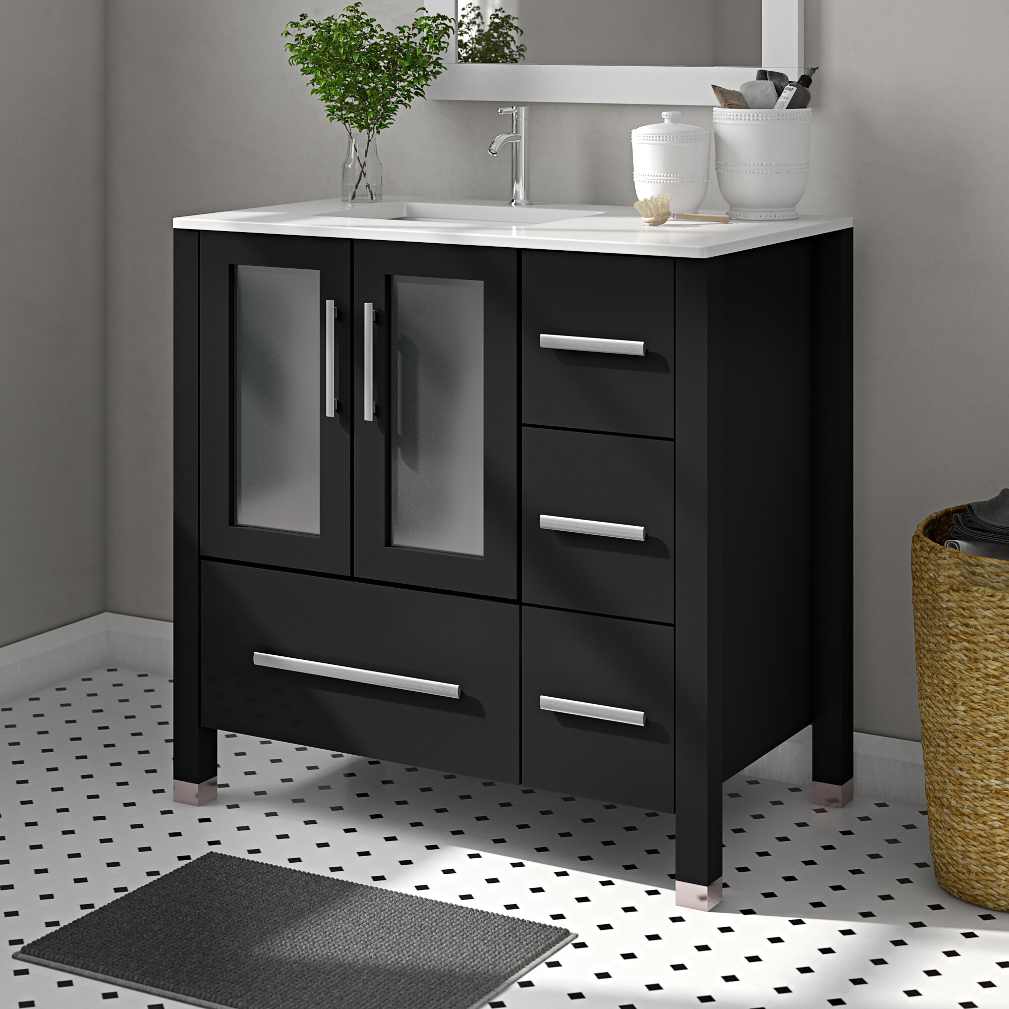 Ivy Bronx Nadeau Modern Left Side 36 Single Bathroom Vanity Set Wayfair