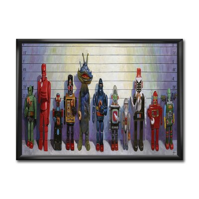 'Robots Line up Usual Suspects II' - Picture Frame Painting Print on Canvas East Urban Home Format: Black Framed, Size: 30