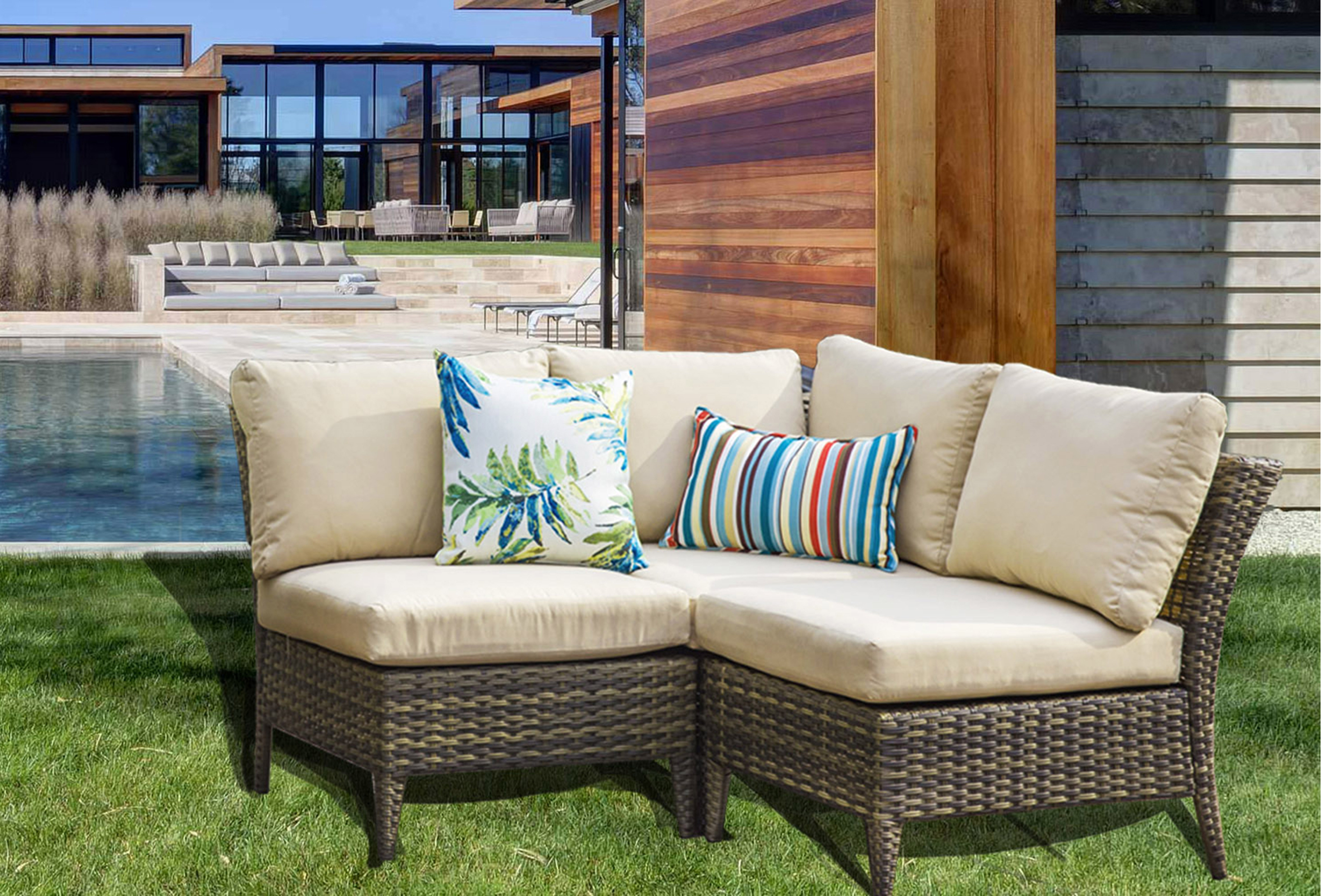 Highland Dunes Southall Outdoor 3 Piece Rattan Sectional Seating Piece Rattan Sectional Seating