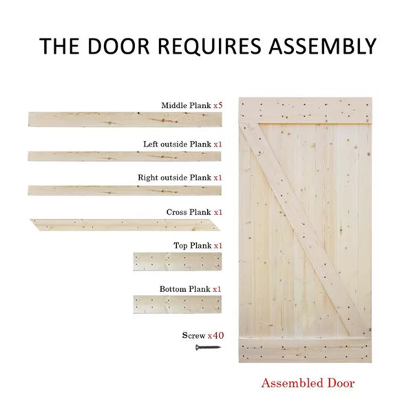 Knotty Solid Wood Panelled Interior Barn Door by TMS