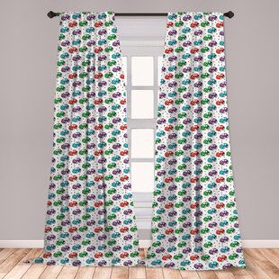 Ambesonne Cars Curtains Children Baby Boy Toy Pattern With Dots Number 5 Cars For Joyous Play Time Window Treatments 2 Panel Set For Living Room