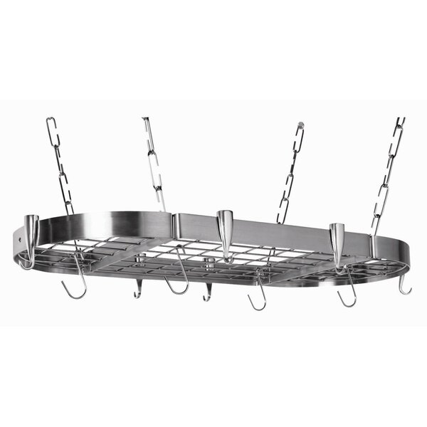 Concept Housewares Stainless Steel Oval Pot Rack Reviews Wayfair   Stainless Steel Oval Pot Rack 