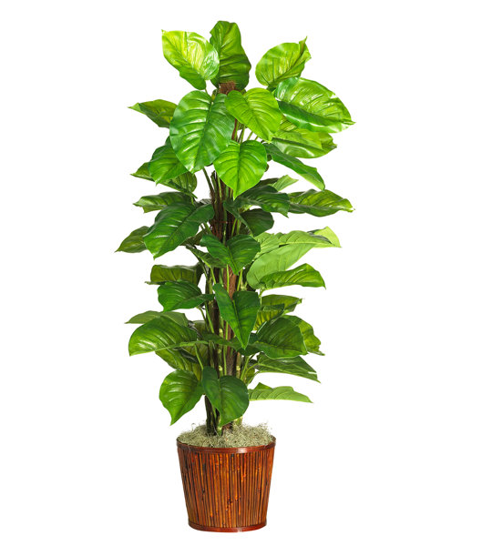 Nearly Natural Silk Large Leaf Philodendron Floor Plant in Pot