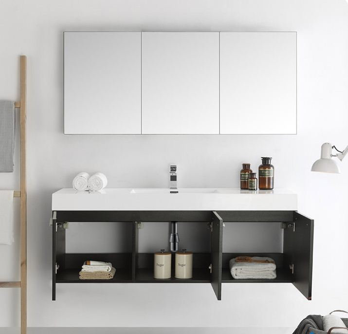Senza 60 Vista Single Wall Mounted Modern Bathroom Vanity Set With Mirror Allmodern
