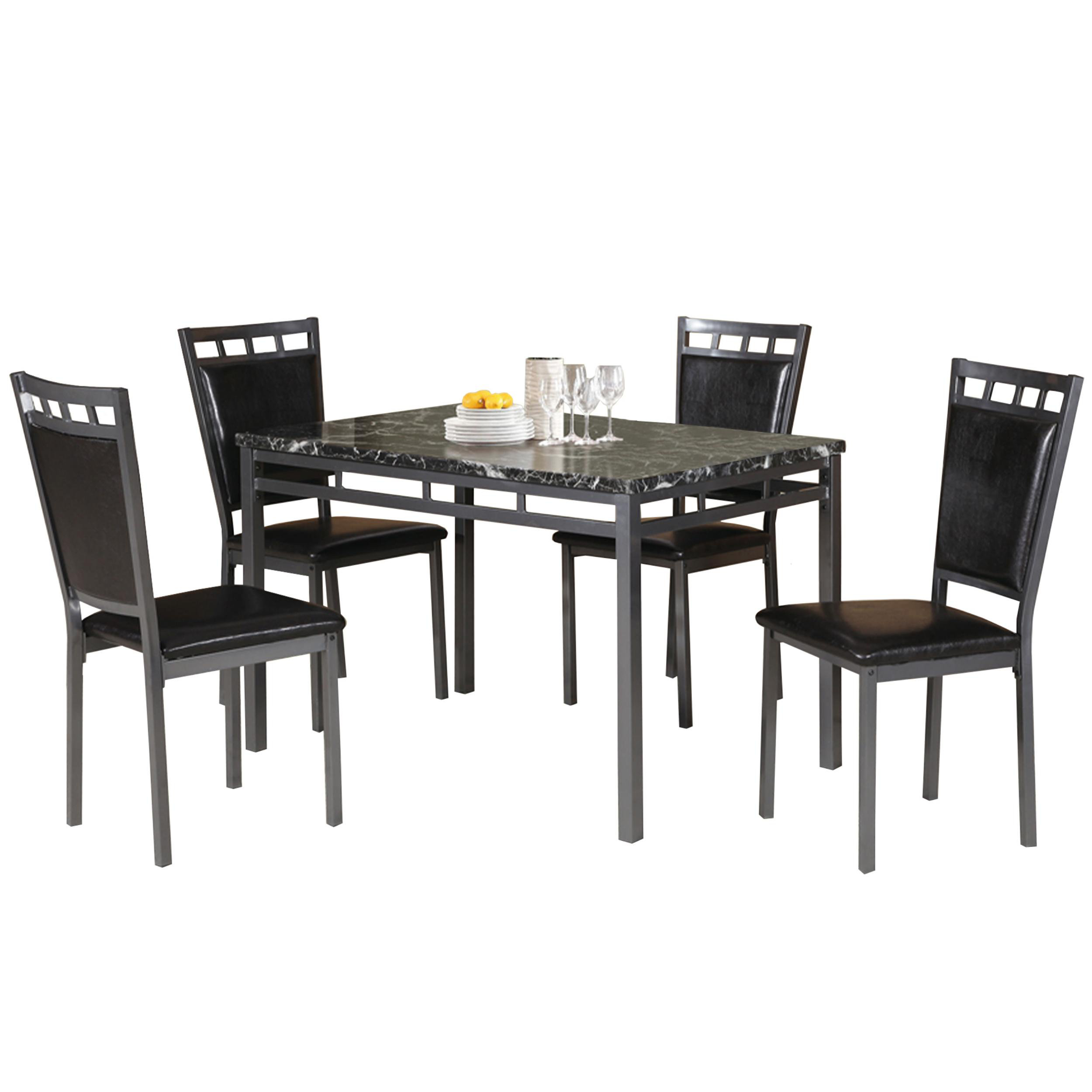 Ebern Designs Chittening Marble And Metal 5 Piece Dining Set Wayfair Metal 5 Piece Dining Set