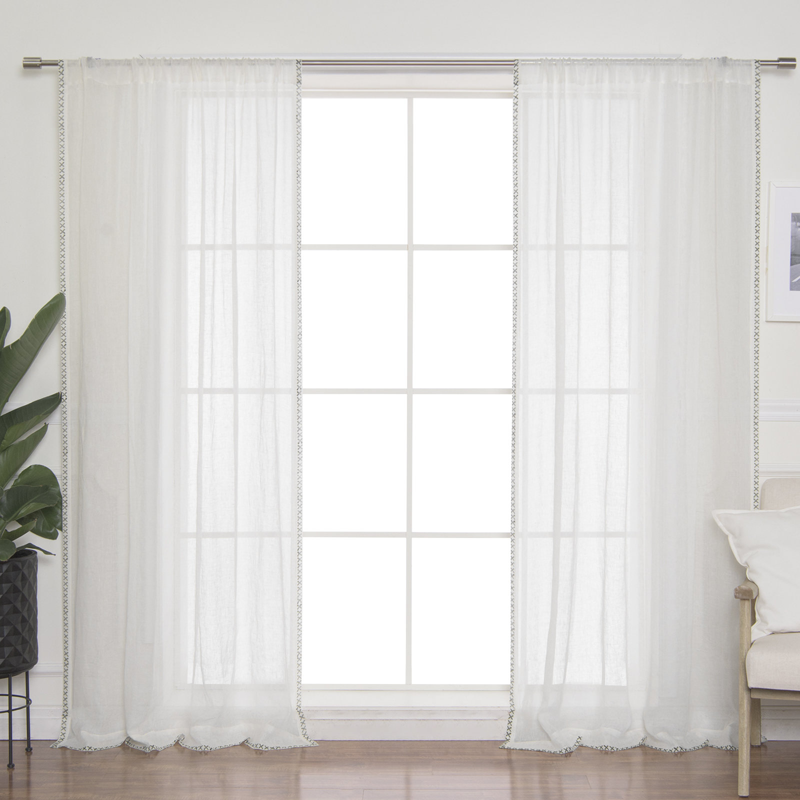 Best Home Fashion Inc Criss Cross French Linen Voile Solid Room Criss Cross French Linen Voile