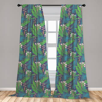 East Urban Home Ambesonne Leaf 2 Panel Curtain Set Tropical