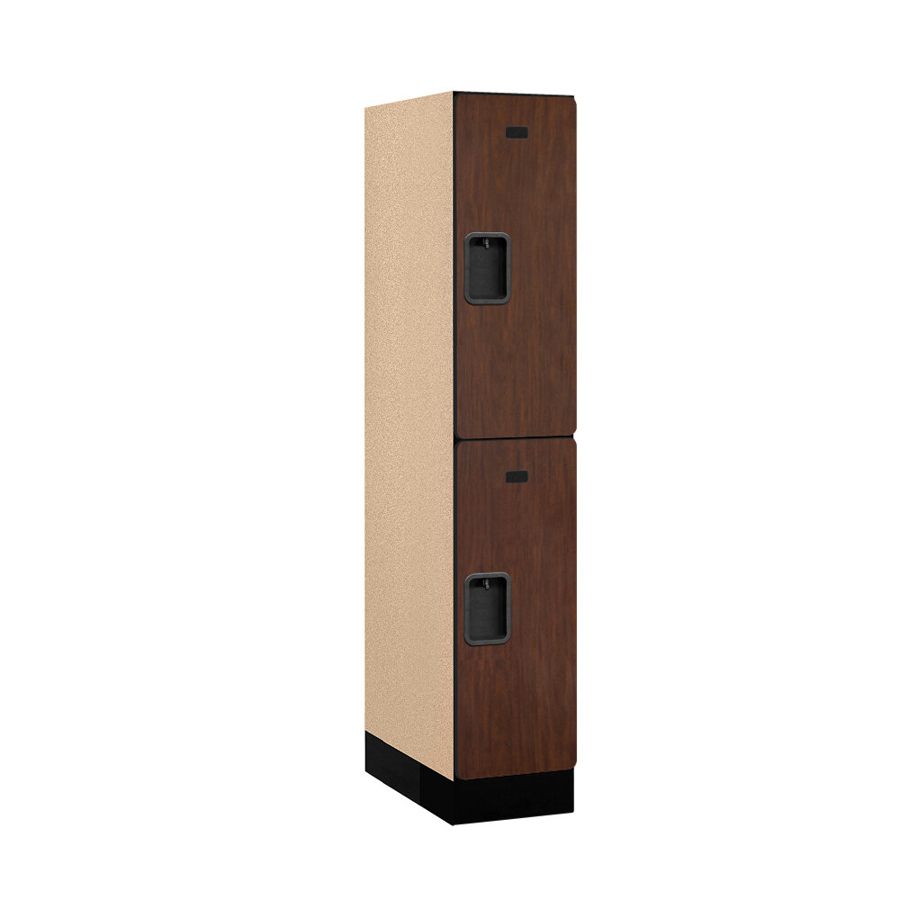 Black 4-Tier Extra Designer Wood Locker with Three Wide Storage Units Salsbury Industries 6-Feet High by 21-Inch Deep