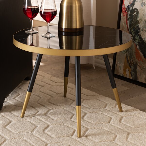 Conder Round Glossy Marble And Metal Coffee Table By Mercer41