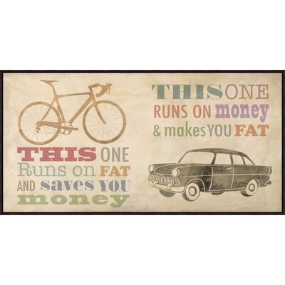 'Bike vs Car' by Skip Teller Framed Vintage Advertisement on Canvas Global Gallery Size: 18