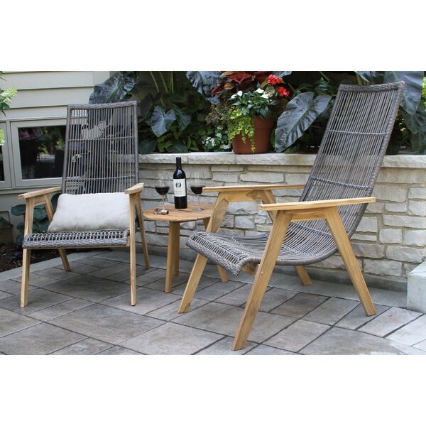 Kennebunkport Teak Patio Chair with Cushions (Set of 2) by Bay Isle Home
