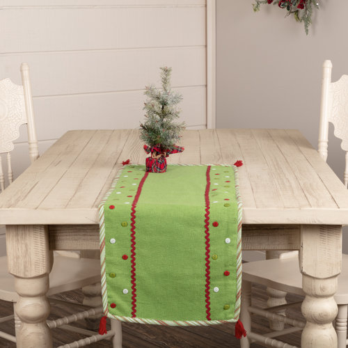 Cross Stitch Snowflake Rosy Red 72 x 13 Cotton Fabric Christmas Table Runner