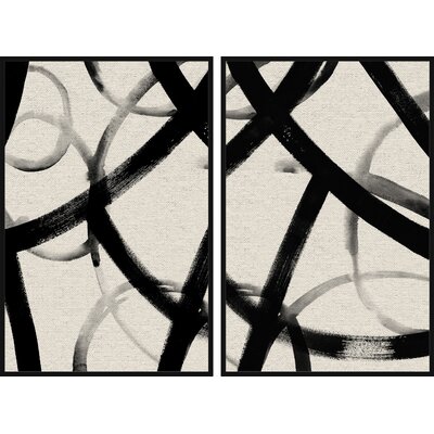 'Monochrome Ripple II' 2 Piece Framed Acrylic Painting Print Set on Canvas Orren Ellis Size: 18