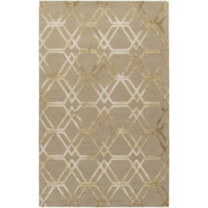 Viminal Hand-Hooked Khaki Area Rug