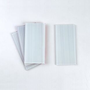 WS Tiles Kitchen and Bathroom Peel and Stick 3 x 6 Hand Painted Glass Tiles for Backsplash Aqua Blue 8 Square feet 64 Tiles