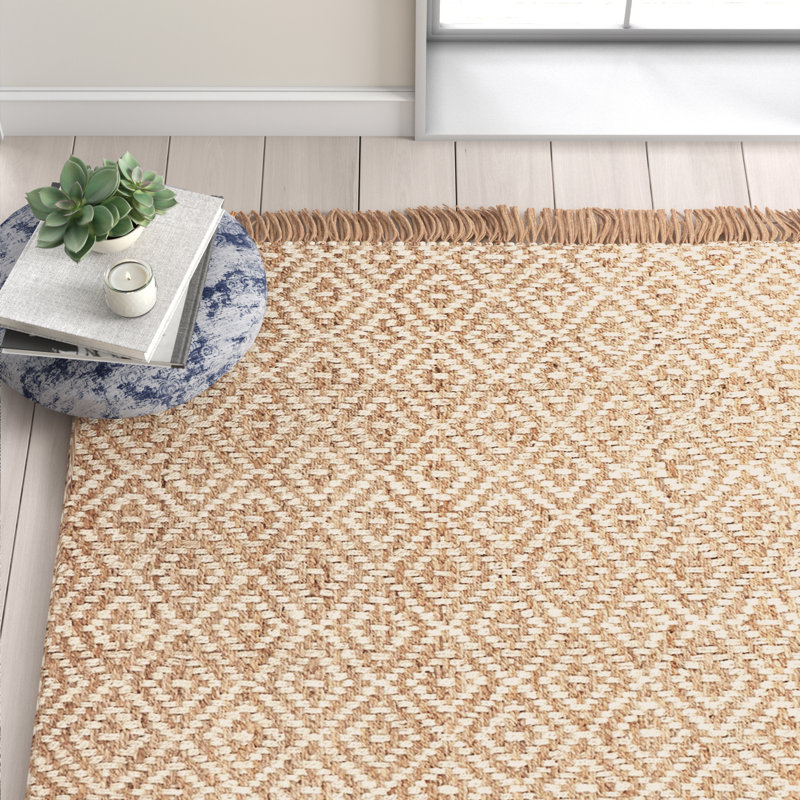 Monagra Geometric Handmade Flatweave Jute Sisal Natural Ivory Area Handmade Flatweave Jute Sisal Natural