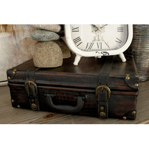 2 Piece Wood and Leather Box Set