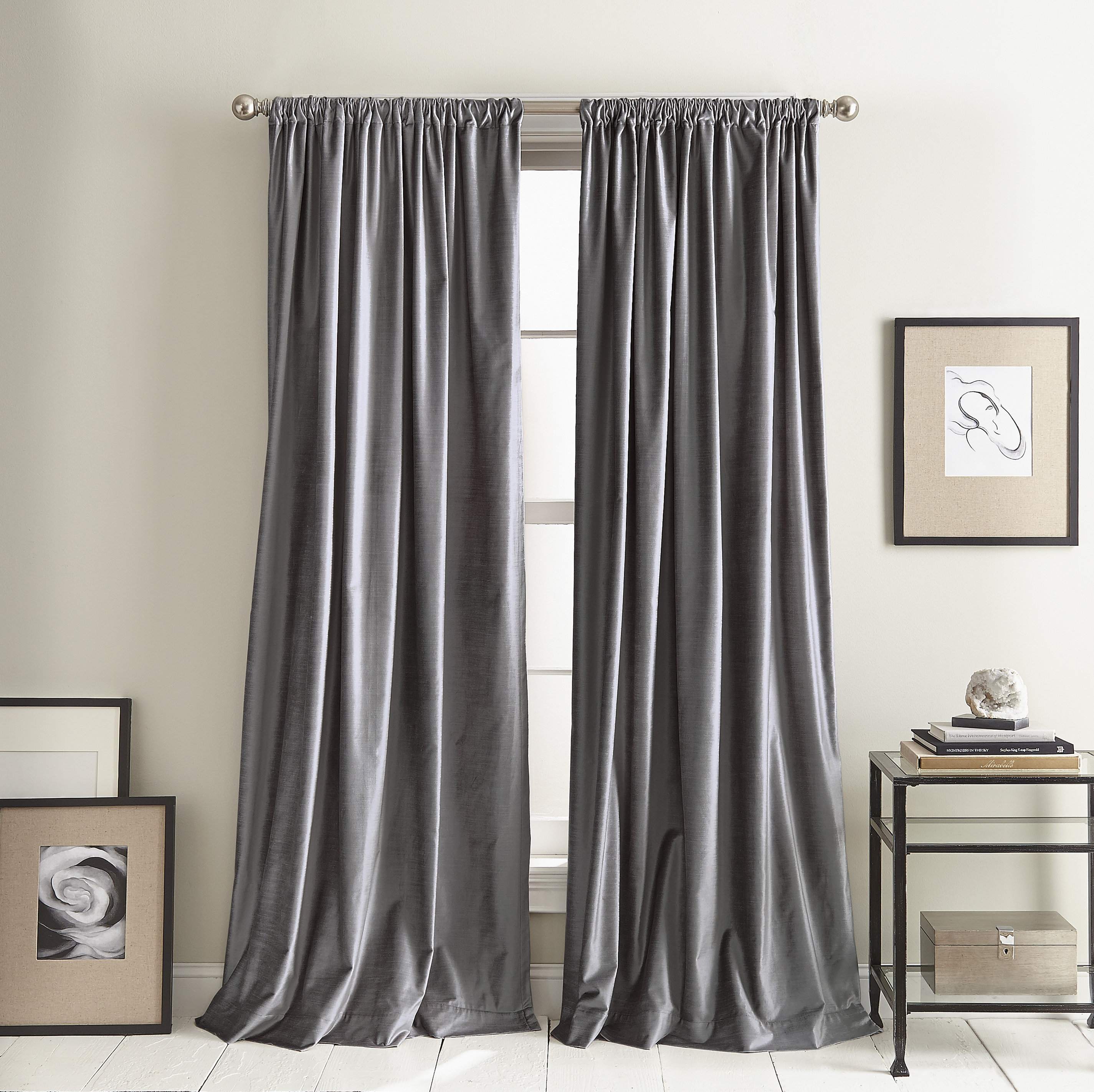 Dkny Modern Knotted Velvet Pencil Pleat Room Darkening Curtains