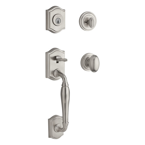 Westcliff Single Cylinder Handleset with Traditional Round Rose and Round Interior Knob by Baldwin