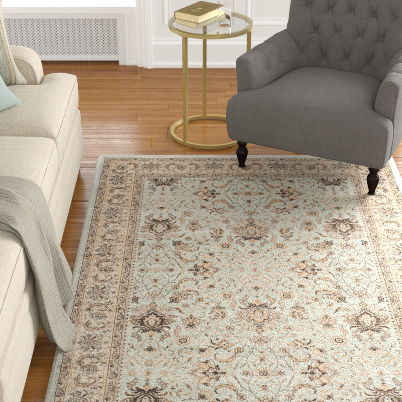 Charlton Home Petronella Oriental Light Blue Ivory Area Rug Reviews Wayfair