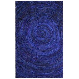 Brilliant Ribbon Hurricane Hand-Tufted Blue Area Rug