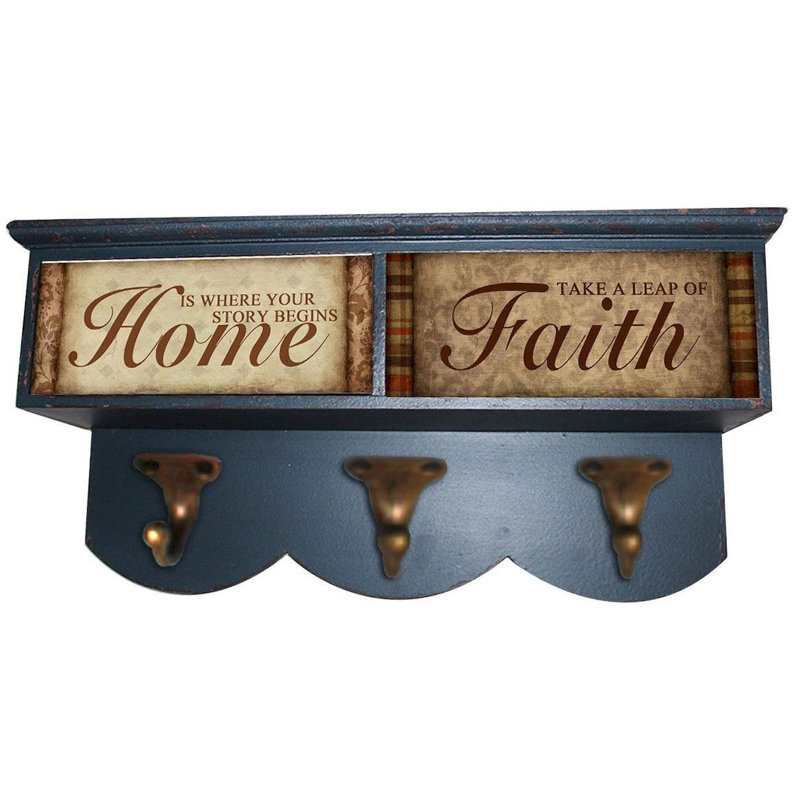 Home Decor Wood Plaque Sign Faith Family Friends Leash Or Key Holder