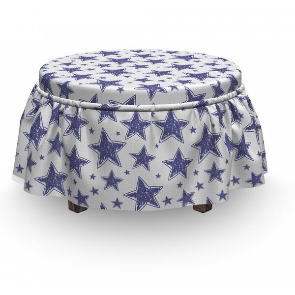 Hand Drawn Doodle Motifs Ottoman Slipcover (Set Of 2) By East Urban Home