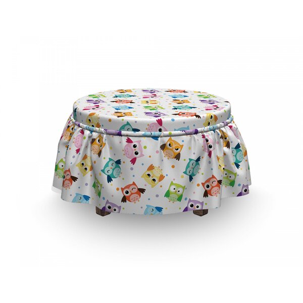 Owls Characters And Dots 2 Piece Box Cushion Ottoman Slipcover Set By East Urban Home