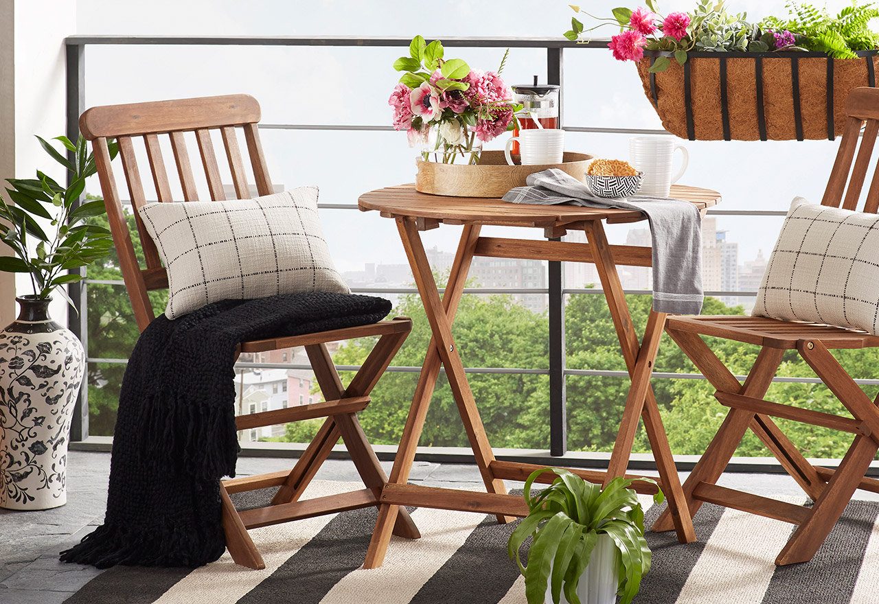outdoor bistro set on a deck