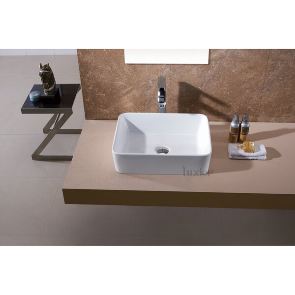 Ceramic Rectangular Vessel Bathroom Sink by Luxier