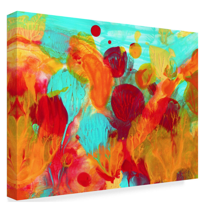 Trademark Art Colorful Under The Sea Abstract Acrylic Painting Print On Wrapped Canvas Wayfair