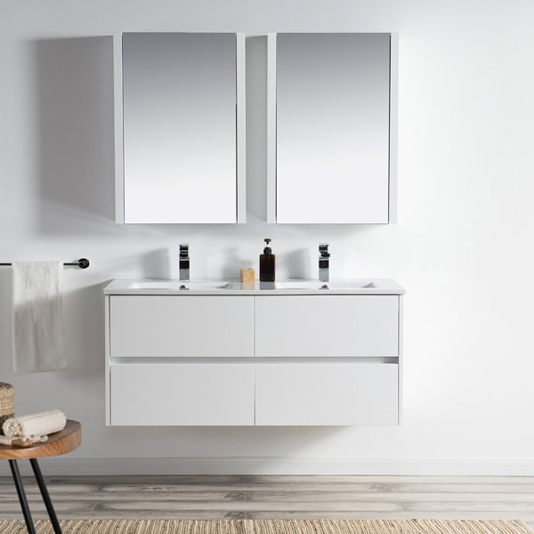 Oquendo 48 Wall-Mounted Double Bathroom Vanity Set with Medicine Cabinet by Orren Ellis