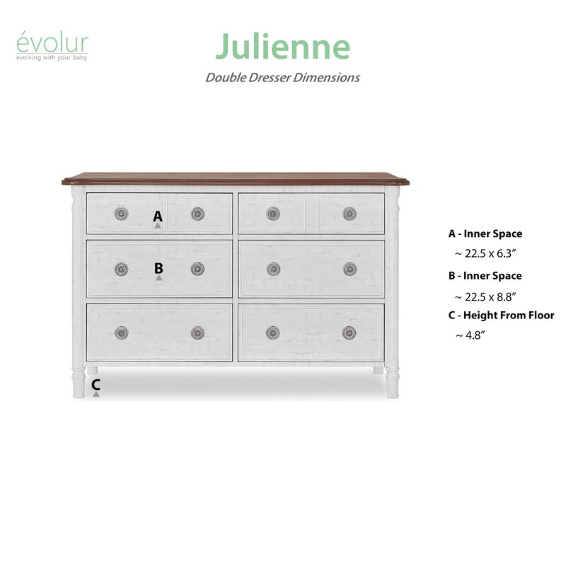 Evolur Julienne 6 Drawers Double Dresser Reviews Wayfair