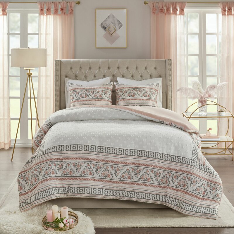 Gracie Oaks Caulfield Cotton Clip Jacquard Duvet Cover Set