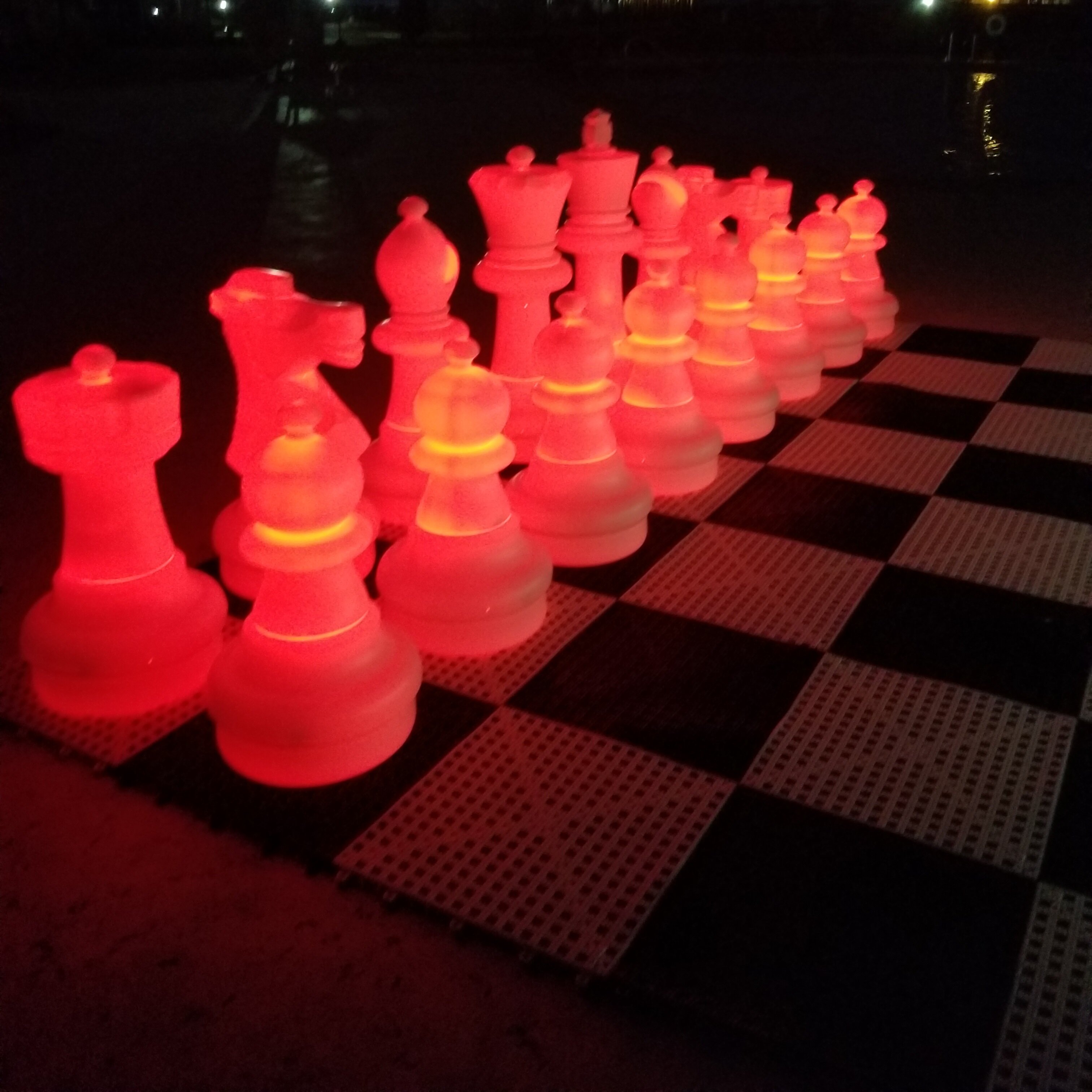 Megachess 2 Tall Light Up Giant Chess Set Day Night Set White Side Illuminates Red Wayfair