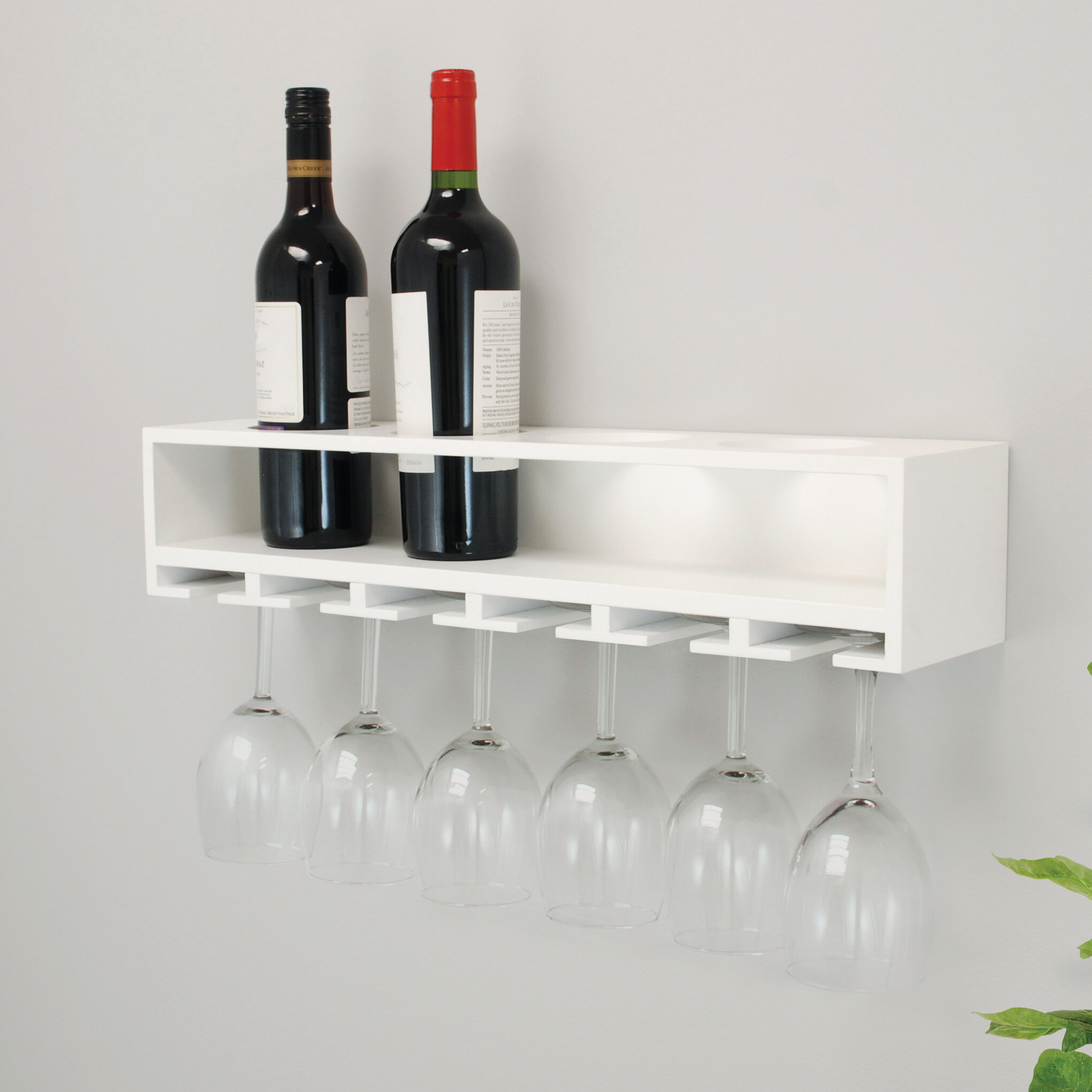 Ebern Designs Siera 4 Bottle Wall Mounted Wine Bottle And Glass