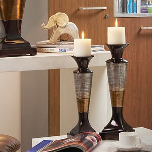 Grove Hill 2 Piece Resin Candlestick Set