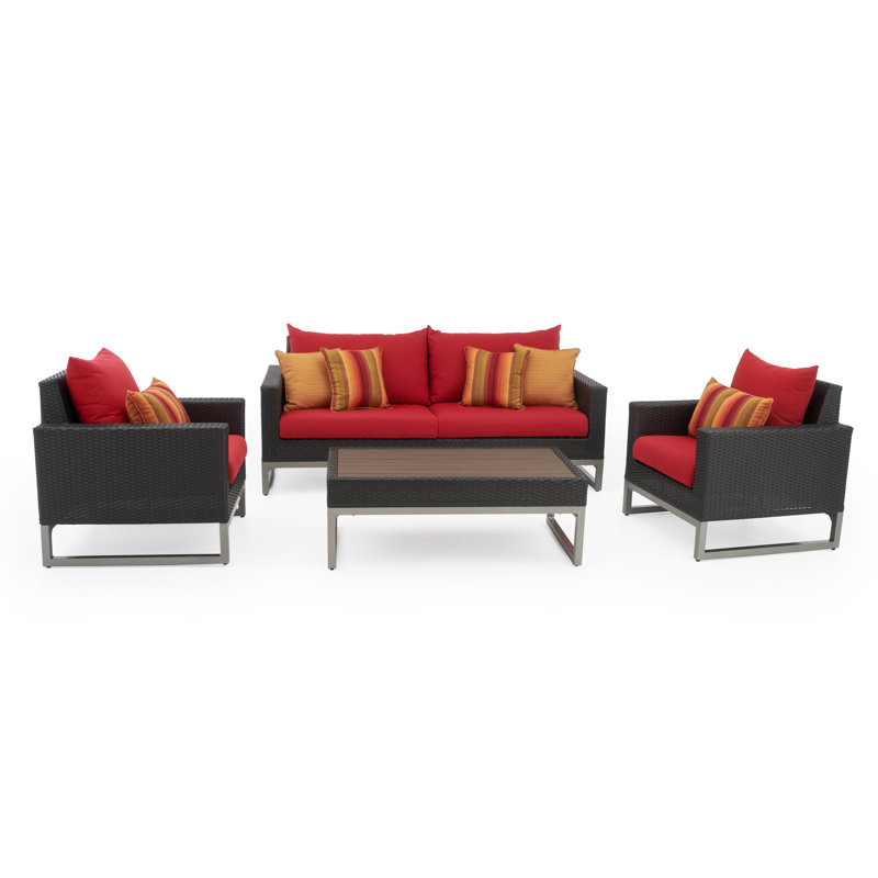 Minor 4 Piece Rattan Sunbrella Sofa Seating Group With Cushions