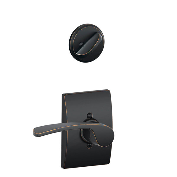 Interior Handleset Merano Lever and Interior Single Cylinder Deadbolt Thumbturn with Century Trim by Schlage