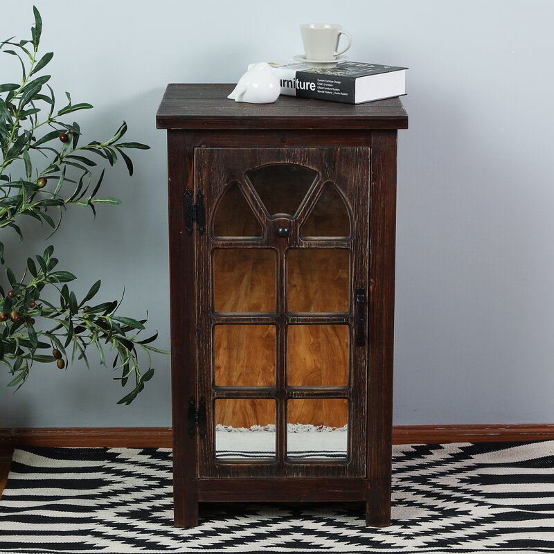 Millwood Pines Manuel Mirror Small Console 1 Door Accent Cabinet