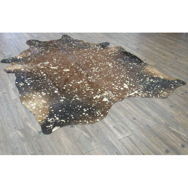 Shery Hand-Woven Cowhide Brown/Black Area Rug by 17 Stories