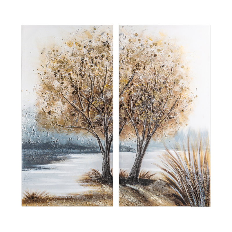 Sommerallee Leinwandbild Diptychon Bäume | Wayfair.de
